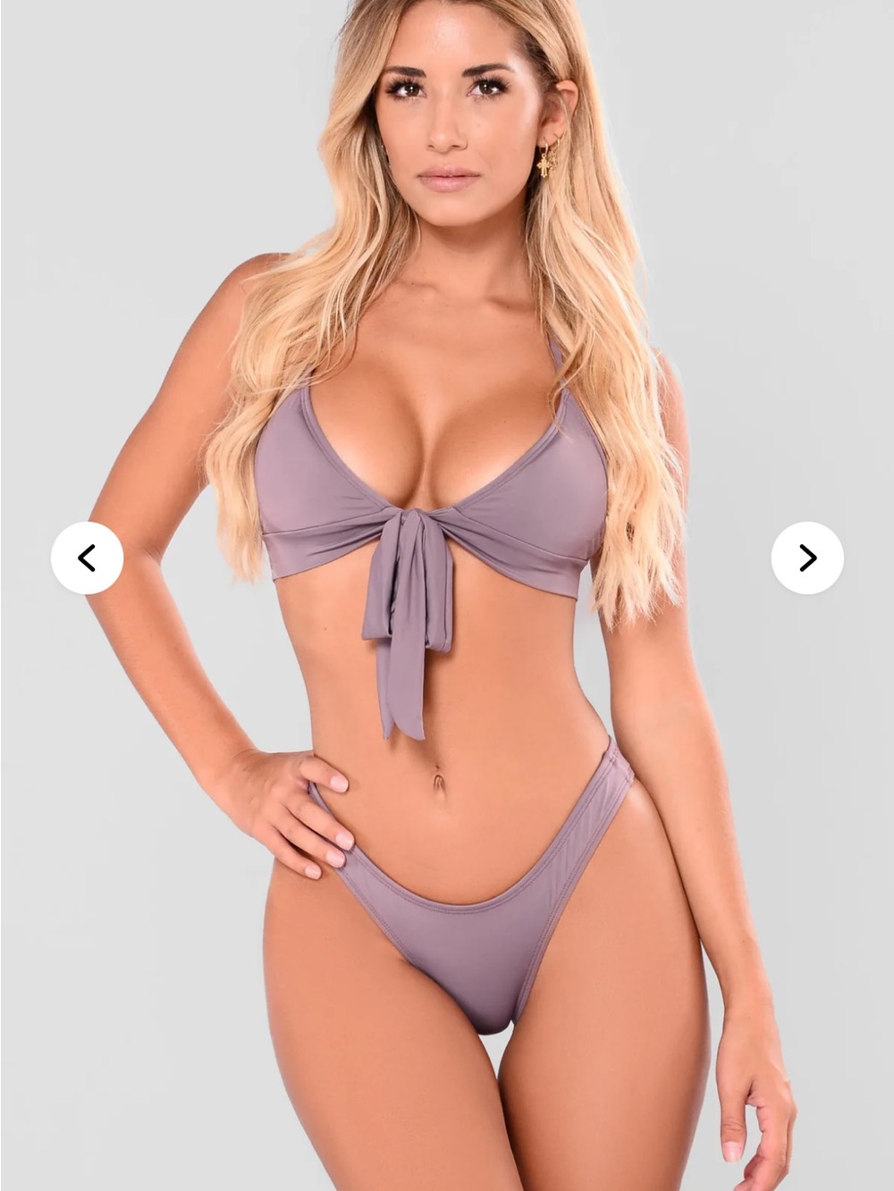 Fashion Nova Purple Tie Front Bikini Set XS